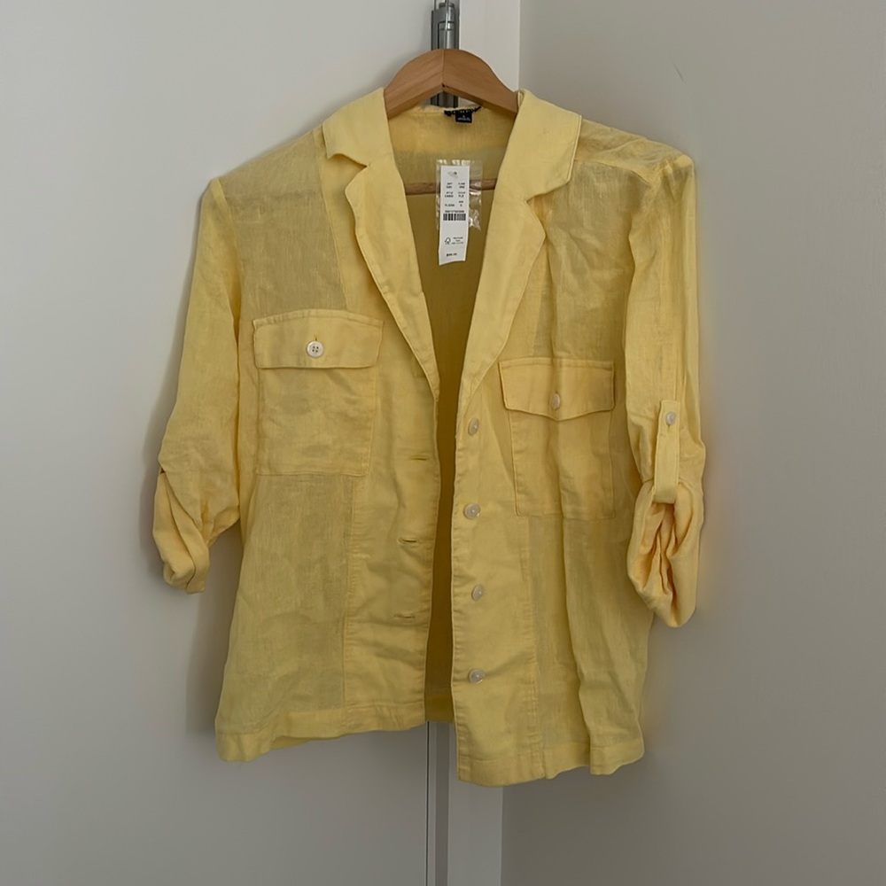 J Crew Yellow Linen Shirt button down new with tag